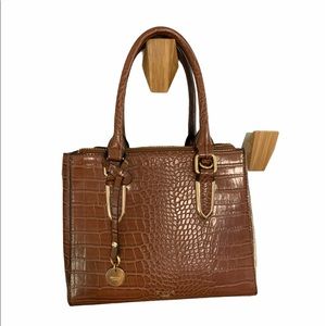 Faux Croc Crossbody Satchel